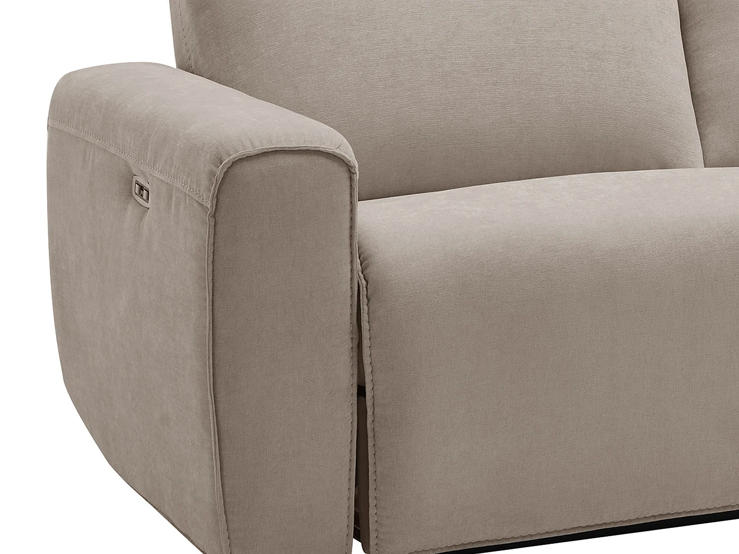 Elektrische relax-driezitsbank van beige stof LORGITA