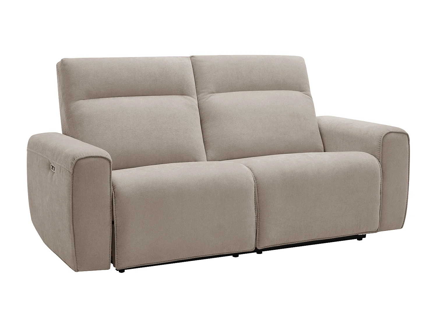 Elektrische relax-driezitsbank van beige stof LORGITA