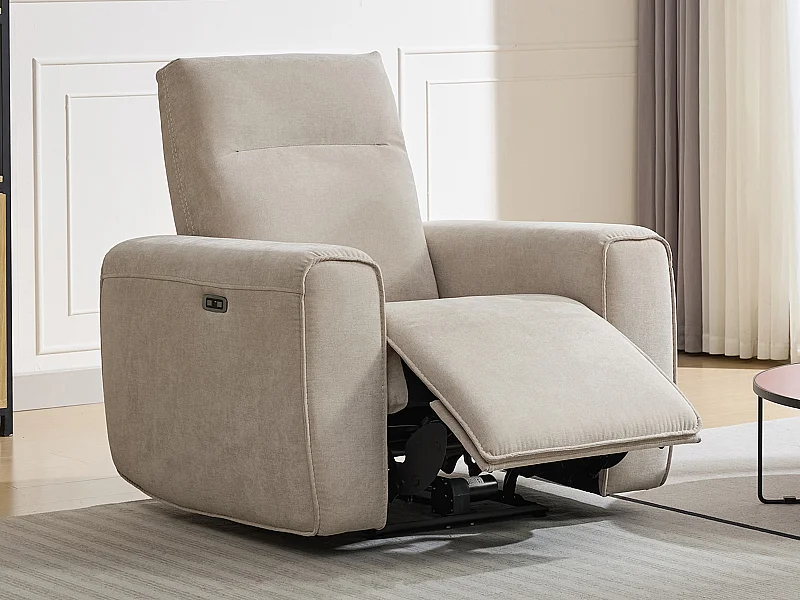 Fauteuil relax électrique en tissu beige LORGITA