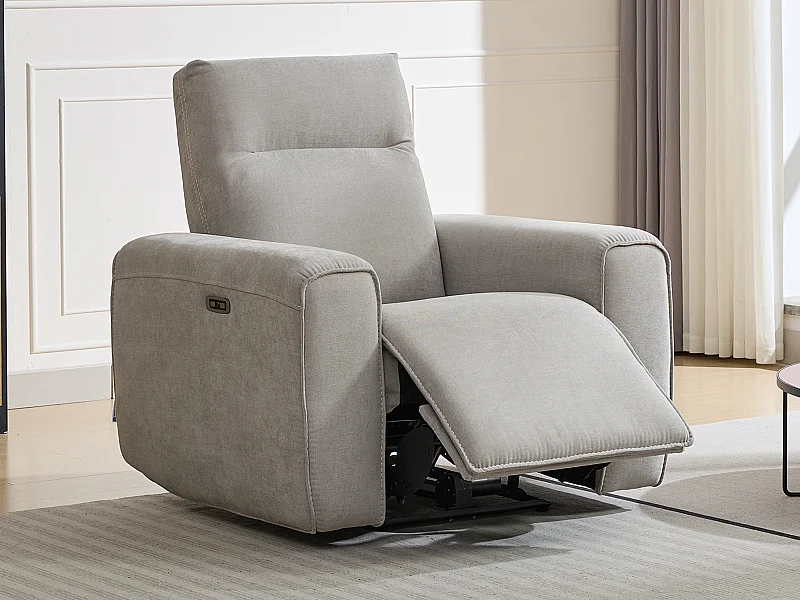 Fauteuil relax électrique en tissu gris LORGITA
