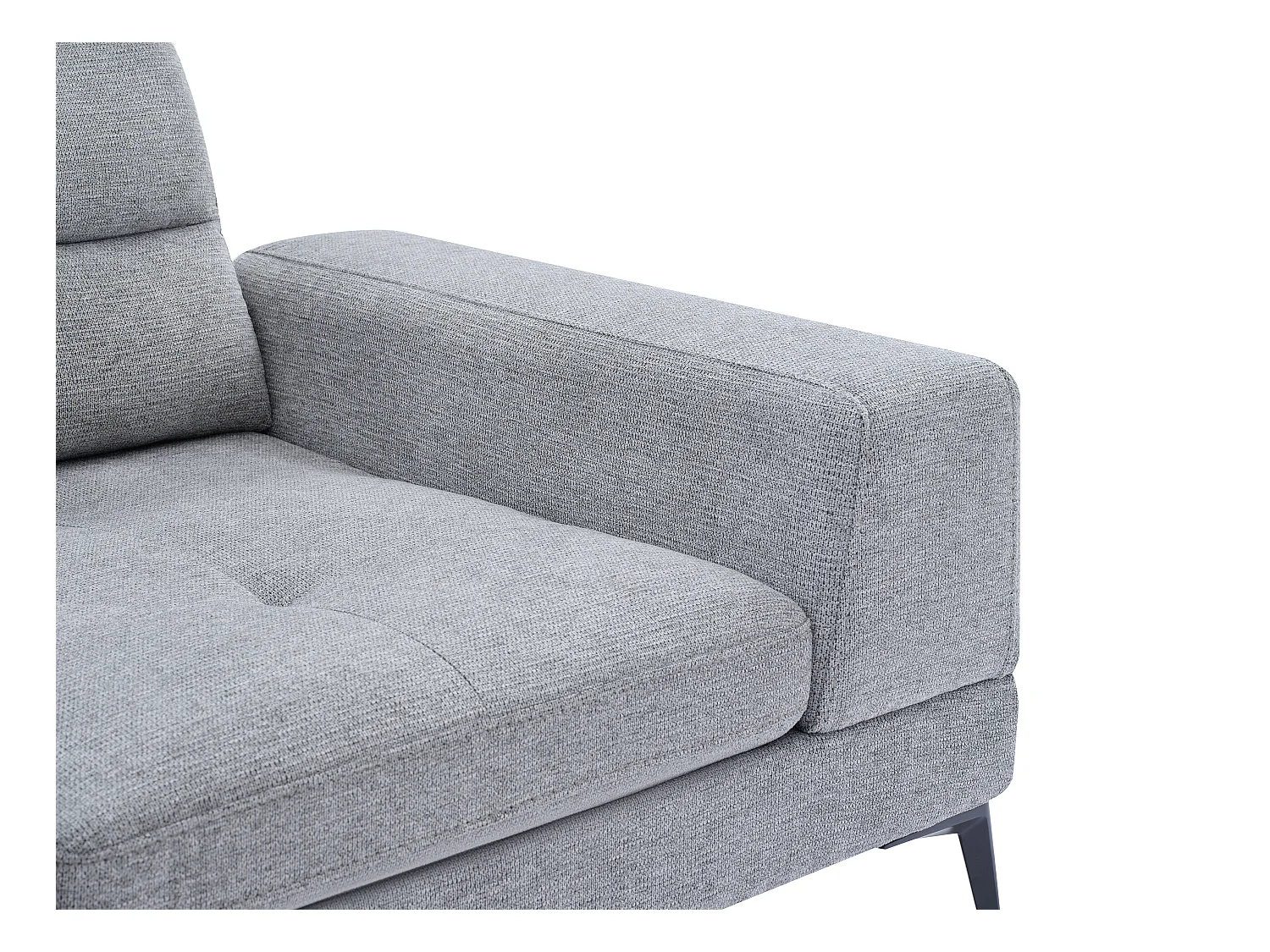 Sofá de 3 lugares em tecido texturizado cinza com encosto função avanço-recuo - UDALIO