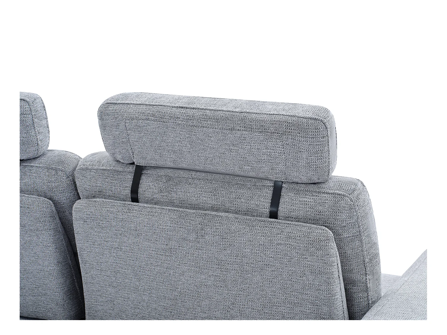 Sofá de 3 lugares em tecido texturizado cinza com encosto função avanço-recuo - UDALIO