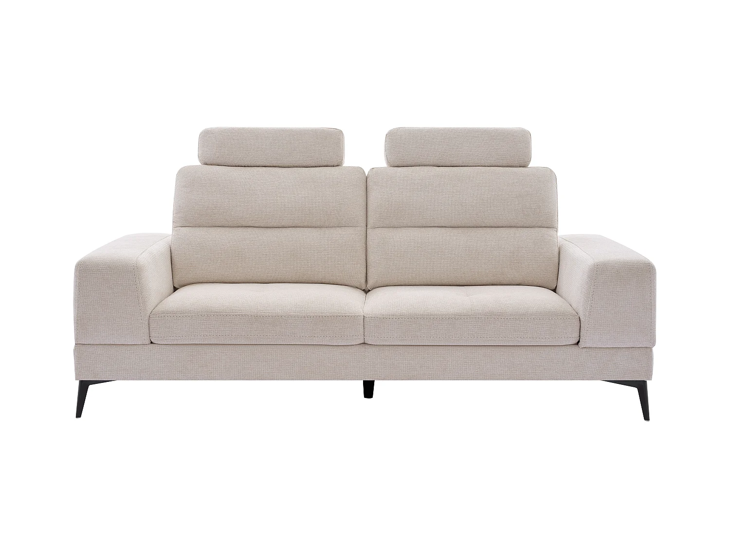 Driezitsbank van beige stof met textuur met schuivende rugleuning UDALIO