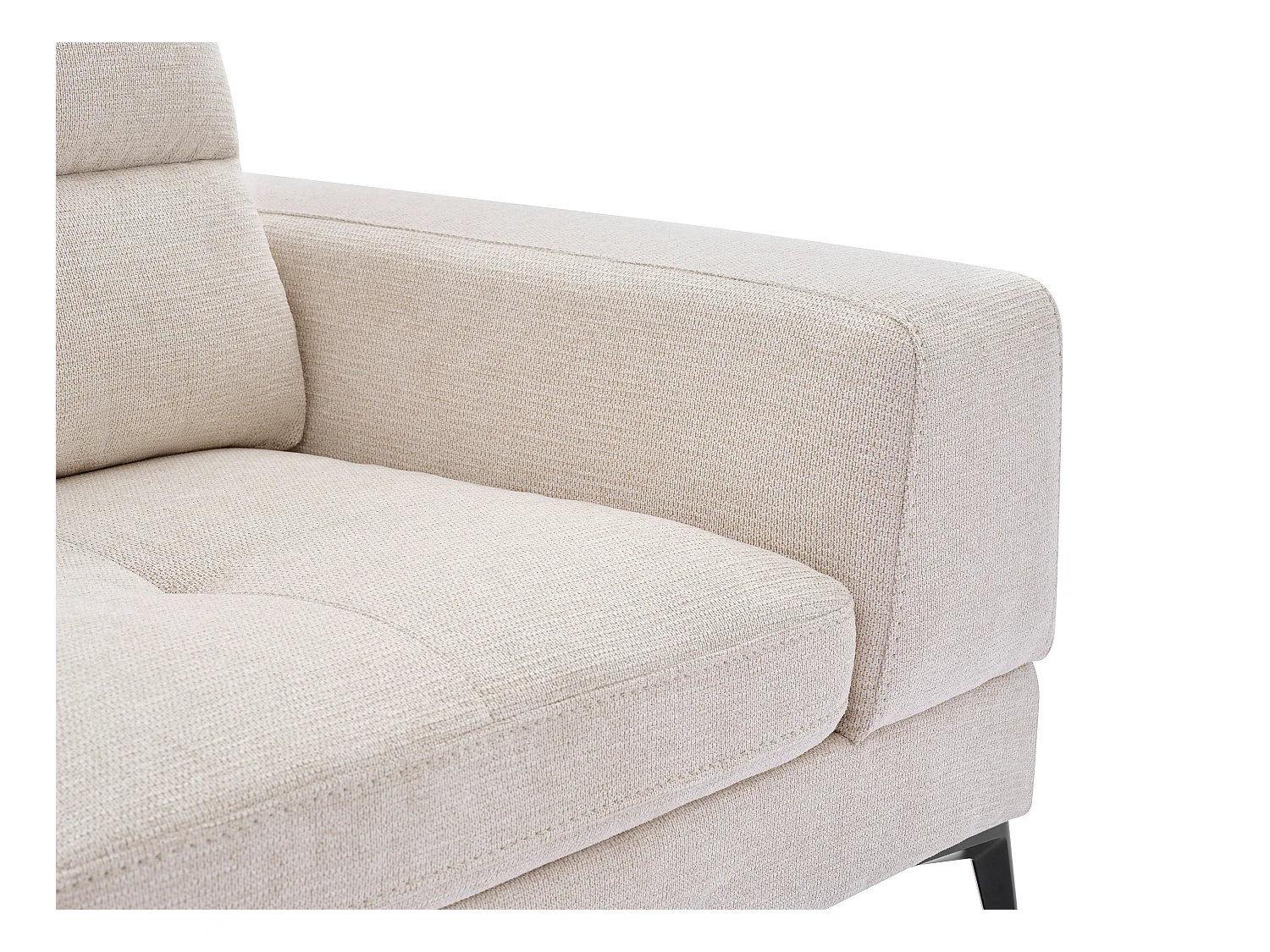 Driezitsbank van beige stof met textuur met schuivende rugleuning UDALIO