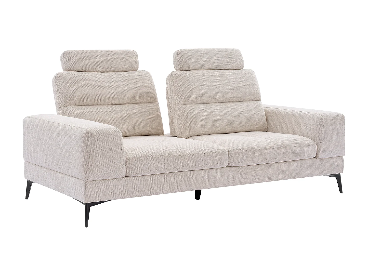 Canapé 3 places en tissu texturé beige avec dossier avance-recule UDALIO