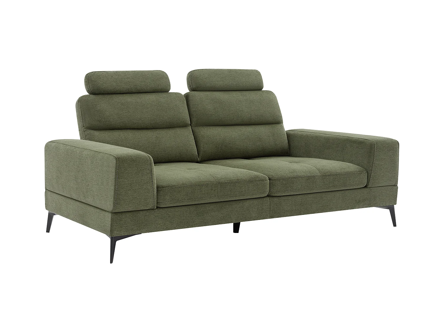 Canapé 3 places en tissu texturé vert avec dossier avance-recule UDALIO