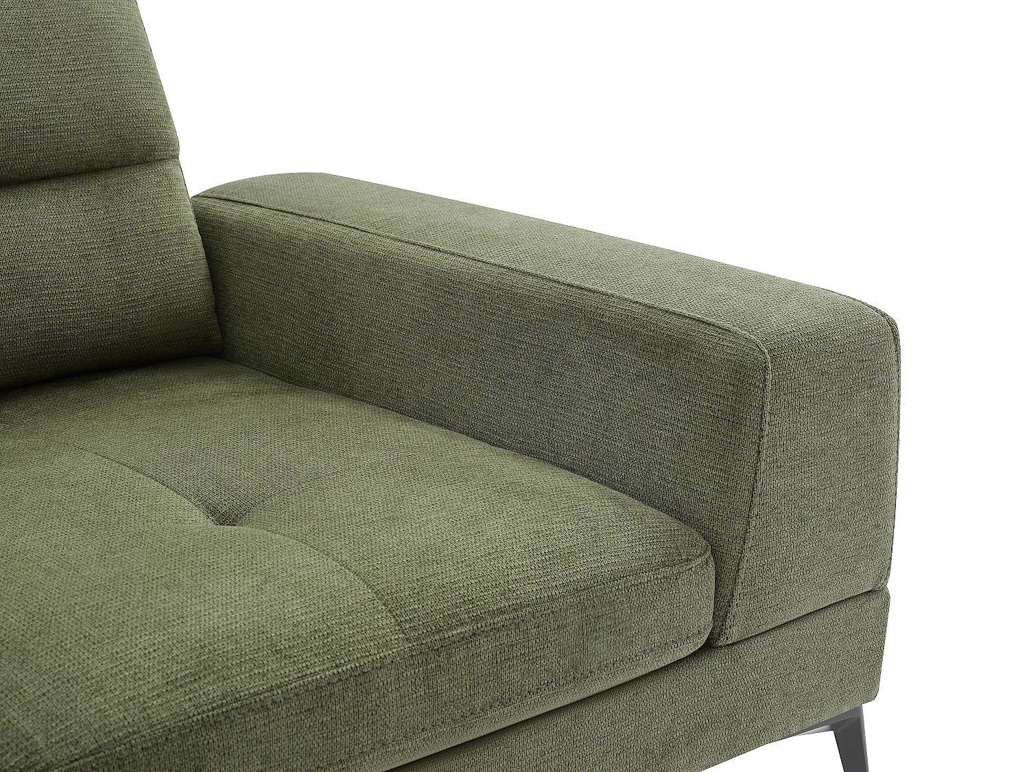 Driezitsbank van groene stof met textuur met schuivende rugleuning UDALIO