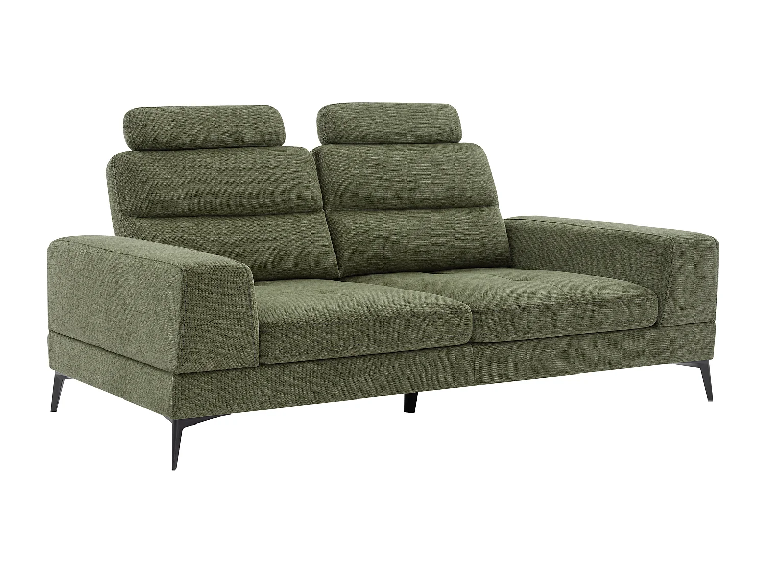 Driezitsbank van groene stof met textuur met schuivende rugleuning UDALIO