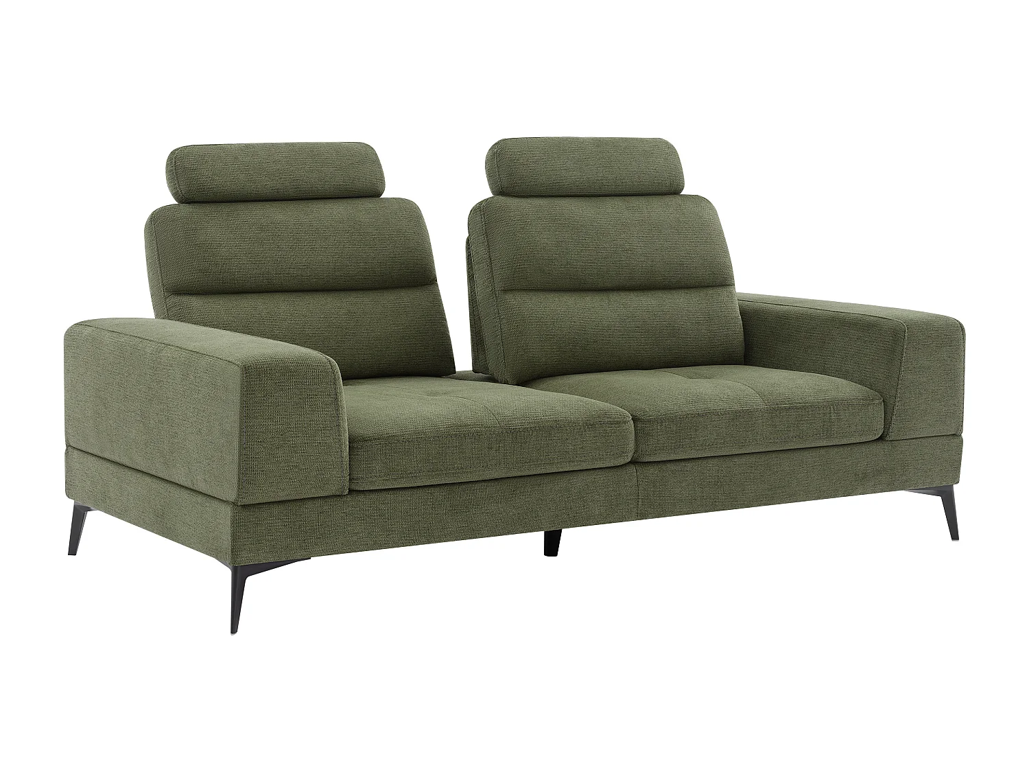 Driezitsbank van groene stof met textuur met schuivende rugleuning UDALIO