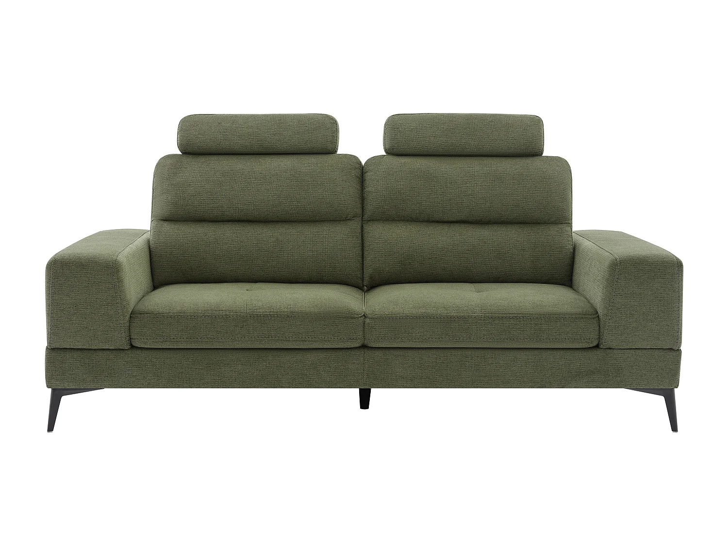 Driezitsbank van groene stof met textuur met schuivende rugleuning UDALIO