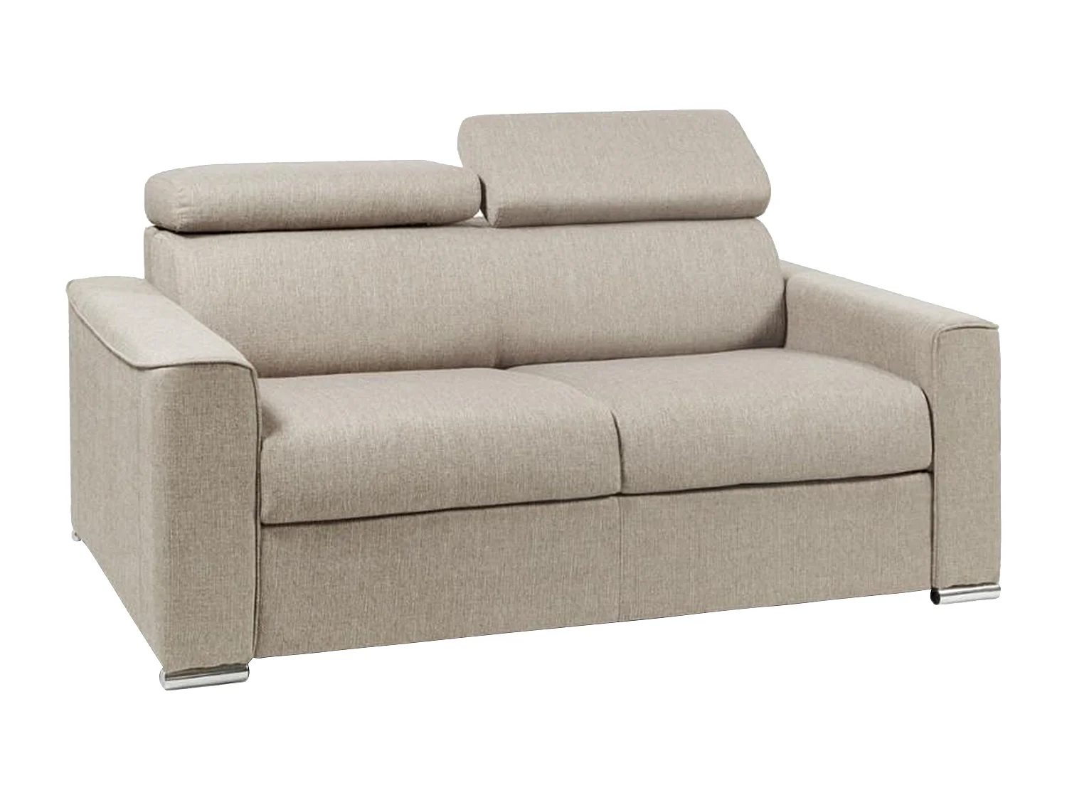 Canapé 2 places convertible express en tissu beige avec assise mémoire de forme - Couchage 120 cm - Matelas 14 cm VIZIR