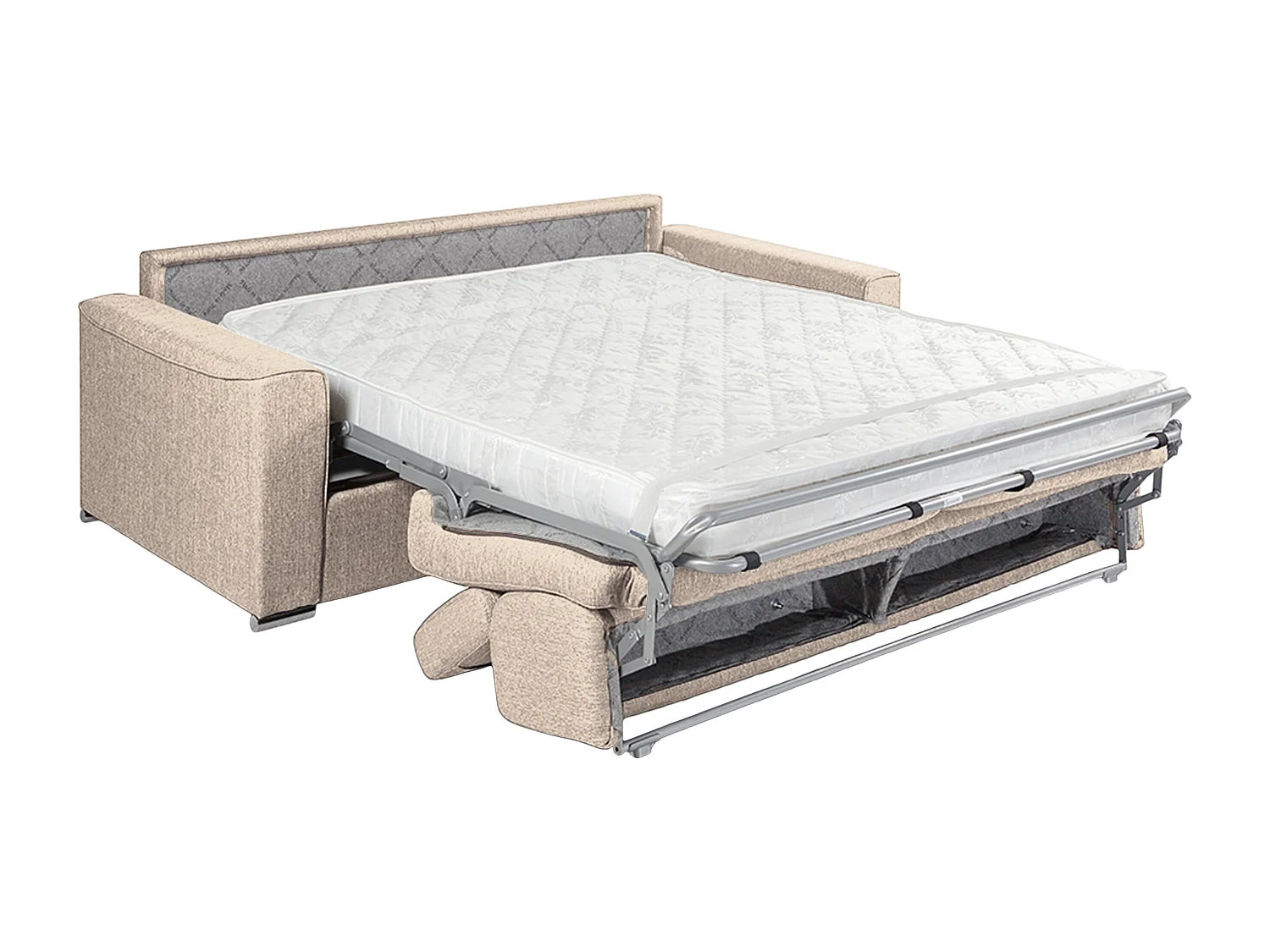 3-personers ekspressofabed i beige stof med memory foam-sæde - Soveareal 140 cm - 14 cm memory foam-madras VIZIR