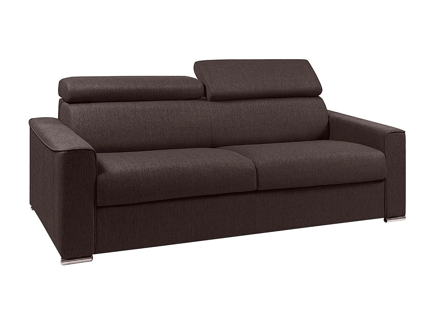 Canapé 4 places convertible express en tissu marron avec assise mémoire de forme - Couchage 160 cm - Matelas 14 cm mémoire de forme VIZIR