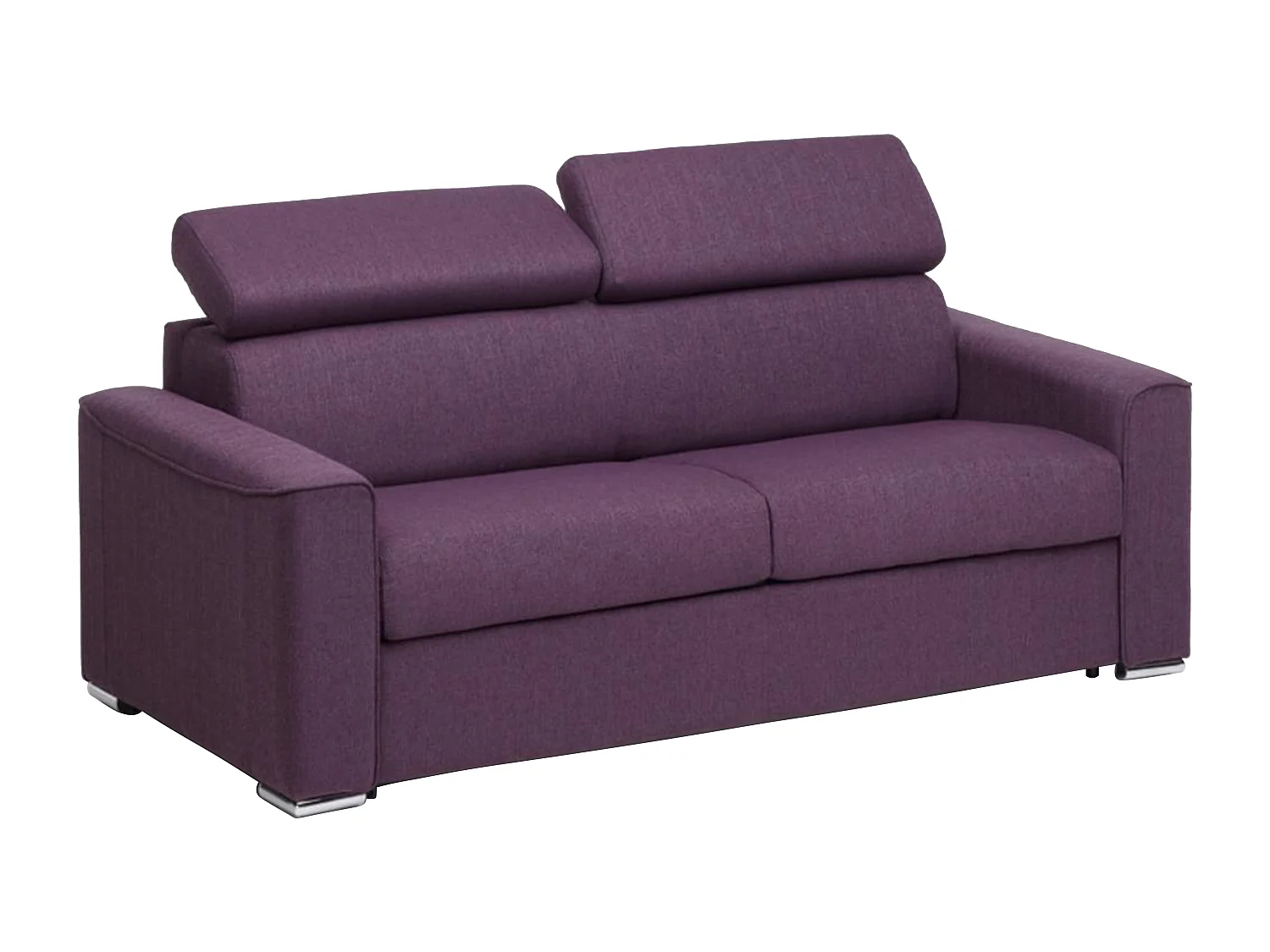 Canapé 3 places convertible express en tissu violet avec assise mémoire de forme - Couchage 140 cm - Matelas 16 cm mémoire de forme VIZIR
