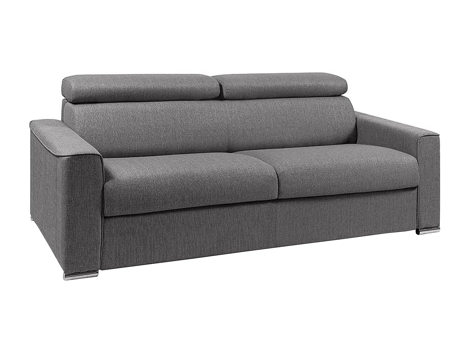 Canapé 4 places convertible express en tissu gris avec assise mémoire de forme - Couchage 160 cm - Matelas 16 cm mémoire de forme VIZIR