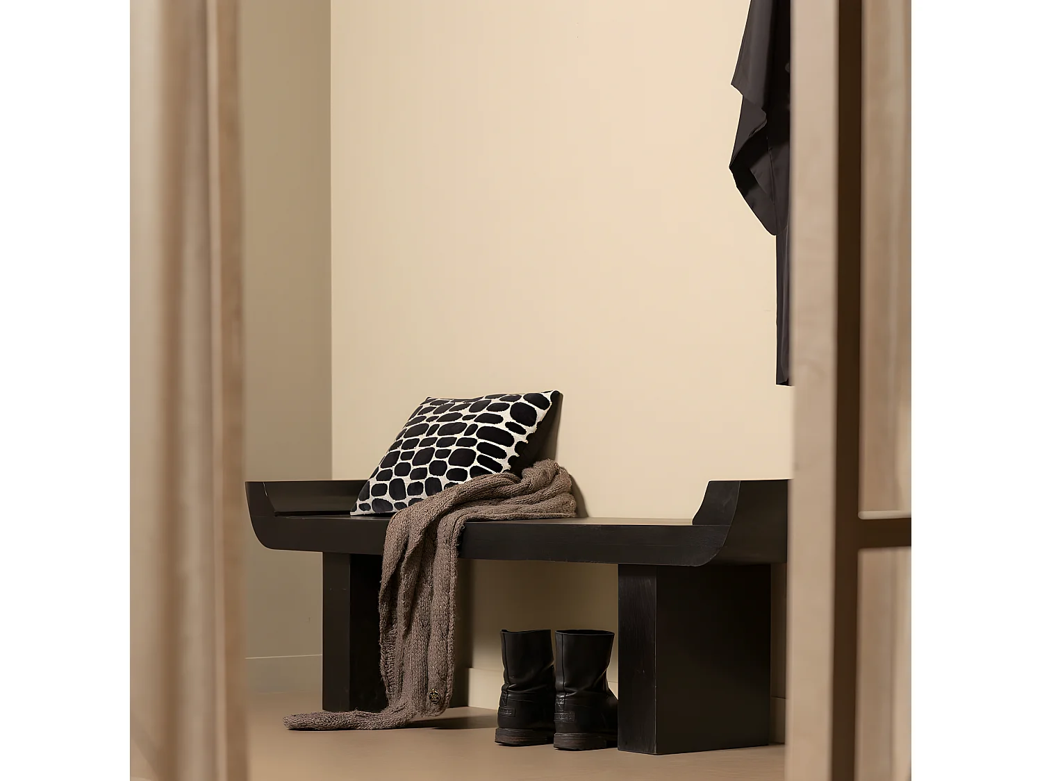 Lox - Banc japandi en bois L183cm - Noir