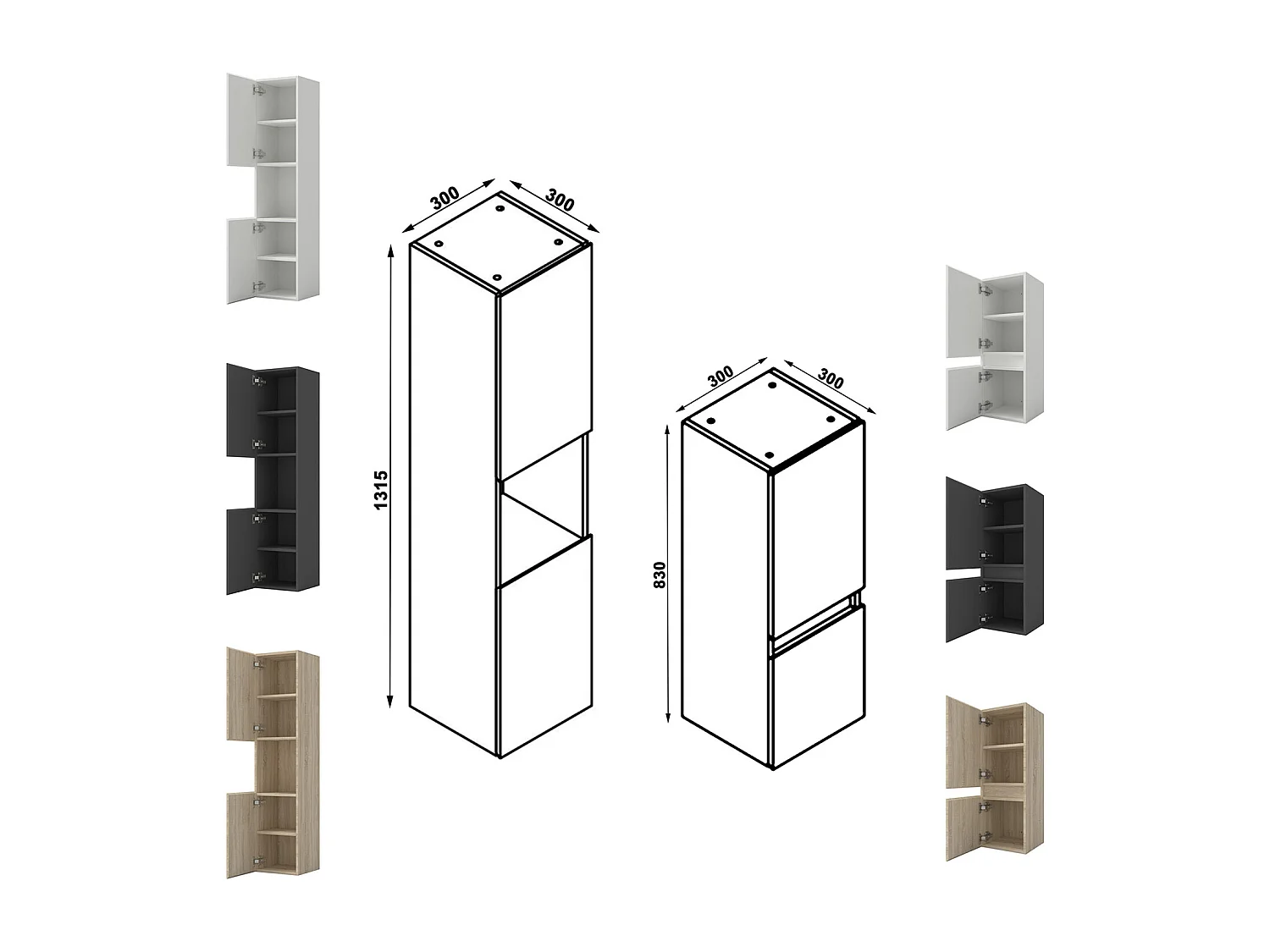Ensemble meuble vasque L.120cm 2 tiroirs + lavabo + colonne + miroir,anthracite