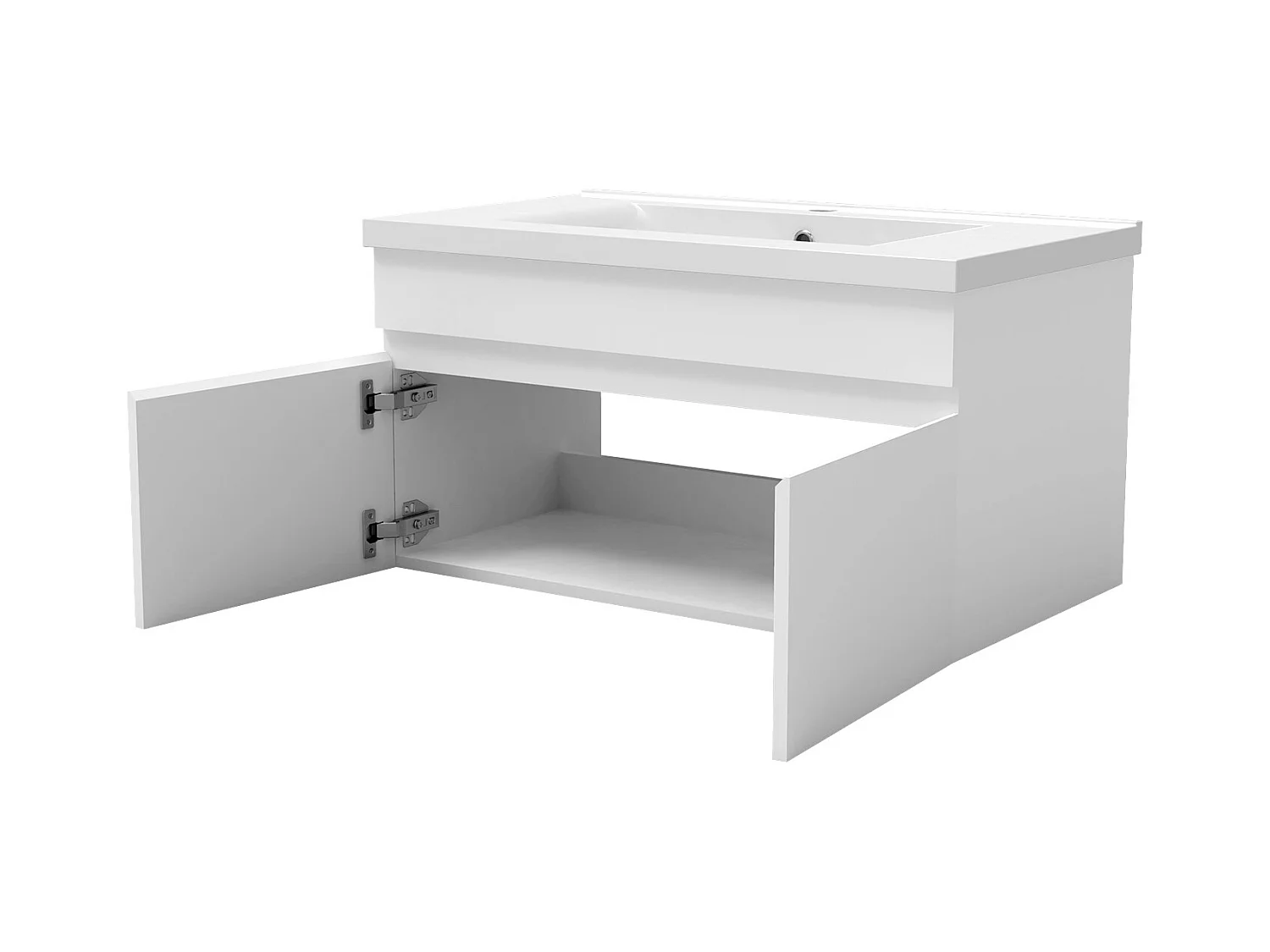 Ensemble meuble vasque L.60cm lavabo + colonne + miroir rond 60cm,blanc