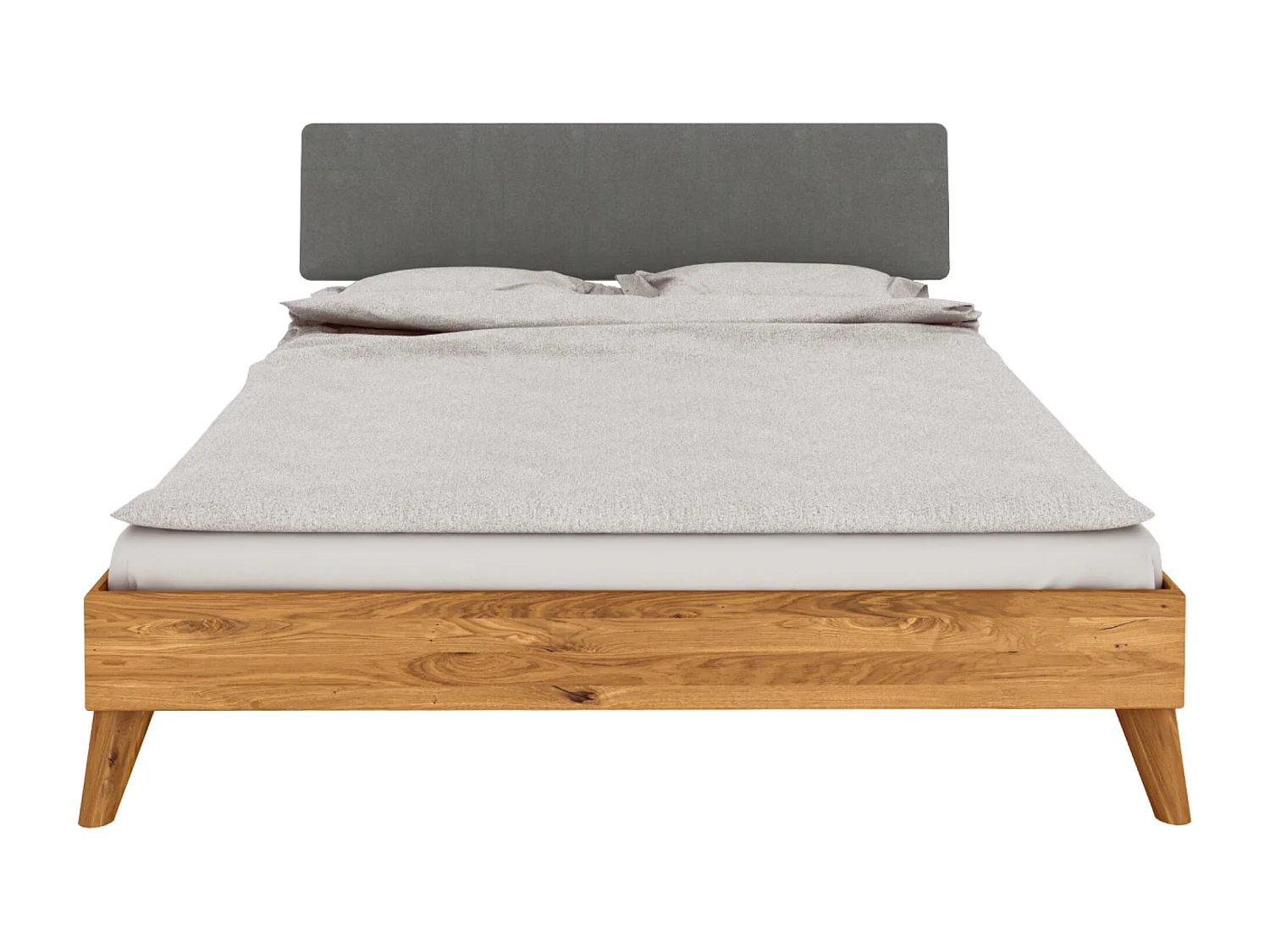 Lit en chêne massif avec tête de lit en tissu 160x200 - LT36010