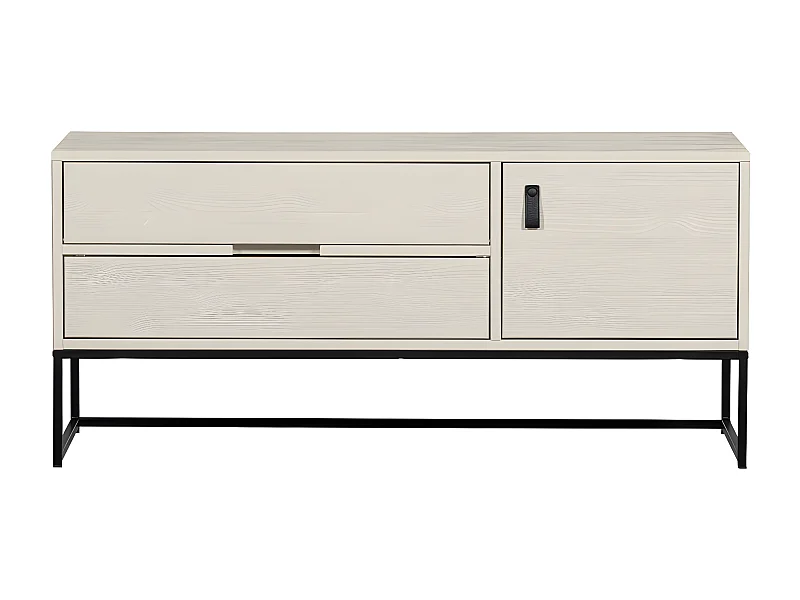 Silas - Meuble TV 1 porte 1 tiroir en bois L120cm - Beige