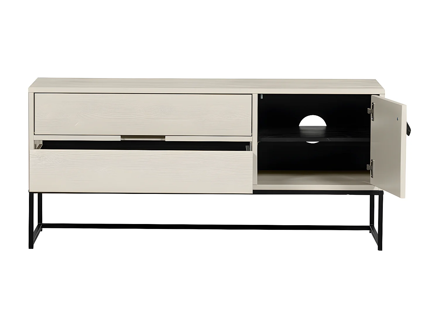 Silas - Meuble TV 1 porte 1 tiroir en bois L120cm - Beige