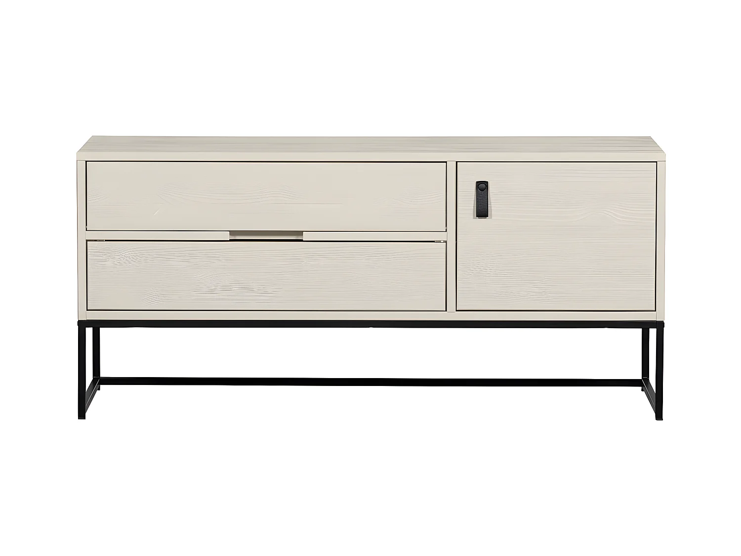 Silas - Meuble TV 1 porte 1 tiroir en bois L120cm - Beige