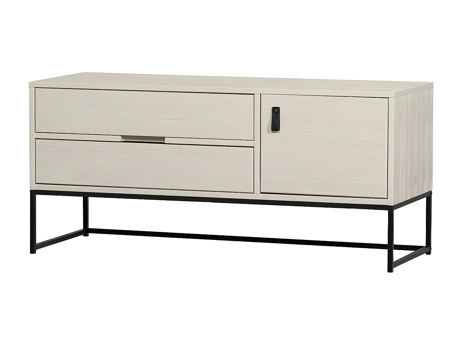 Silas - Meuble TV 1 porte 1 tiroir en bois L120cm - Beige