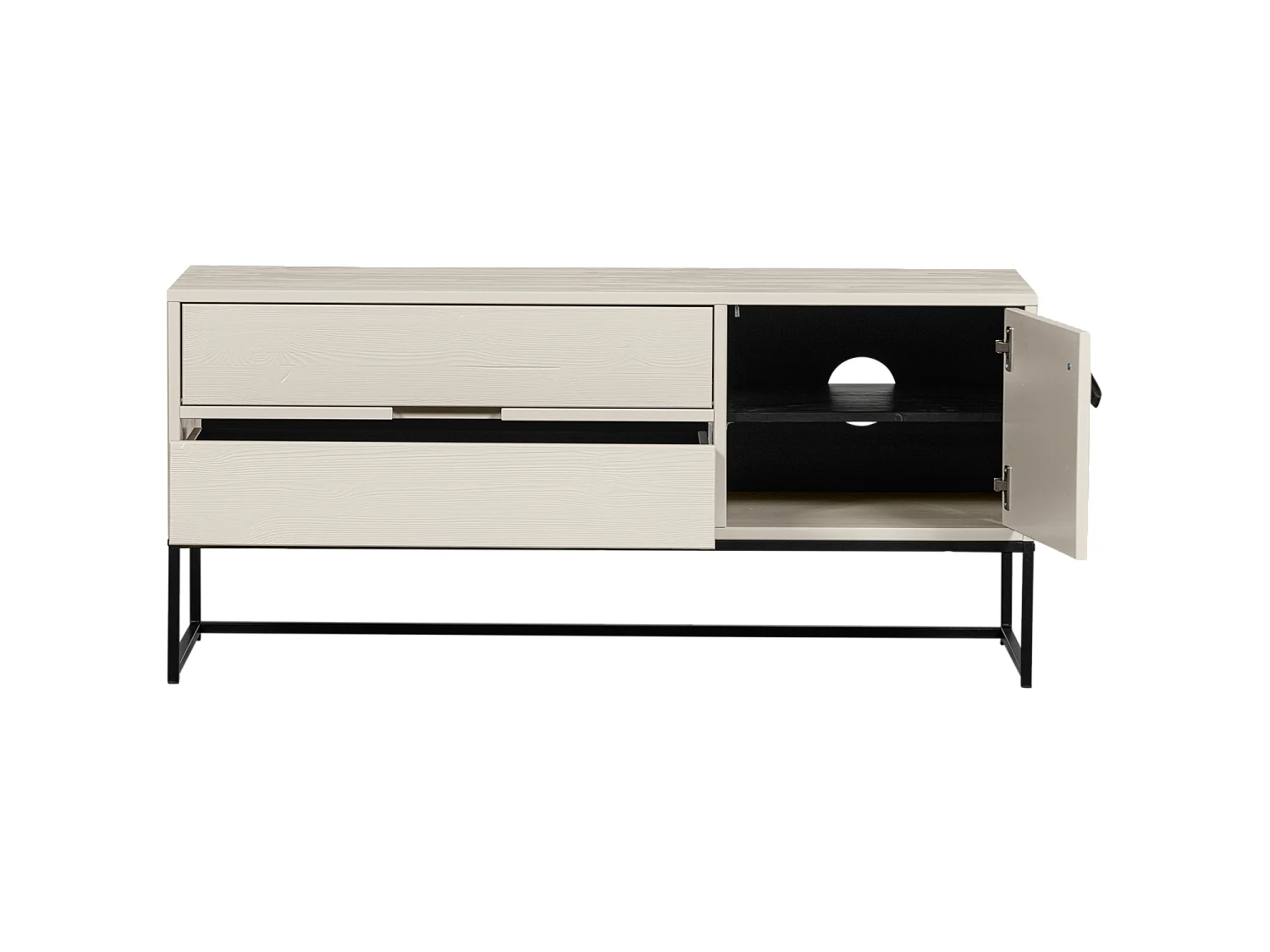 Meuble tv 1 porte et 2 tiroirs en pin SILAS