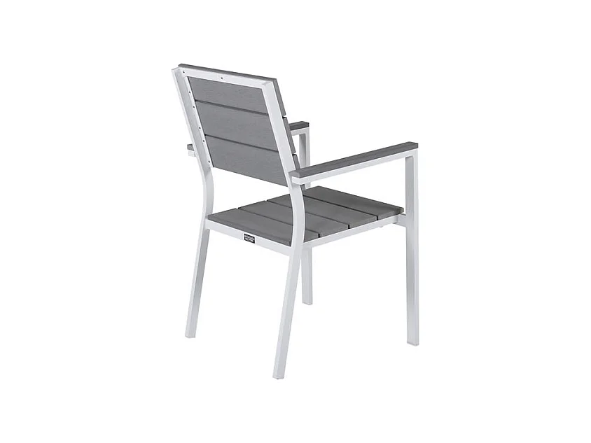 Levels tuinstoel stapelbaar witgrijs.