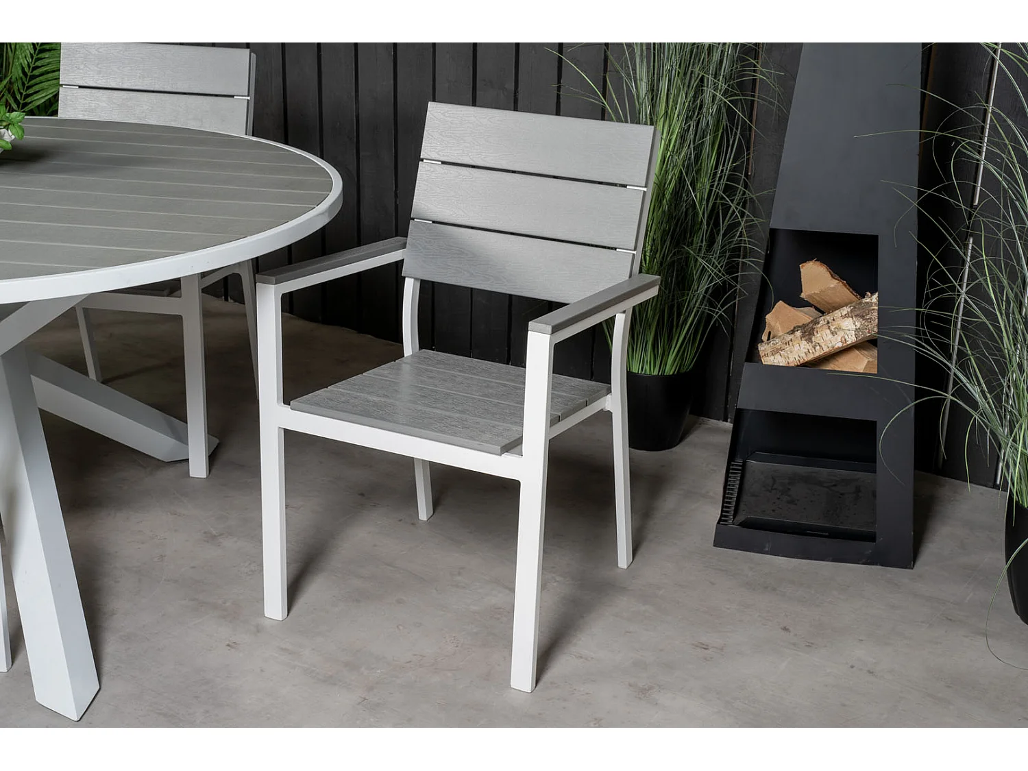 Levels Chaise de jardin empilable, blanc, gris.