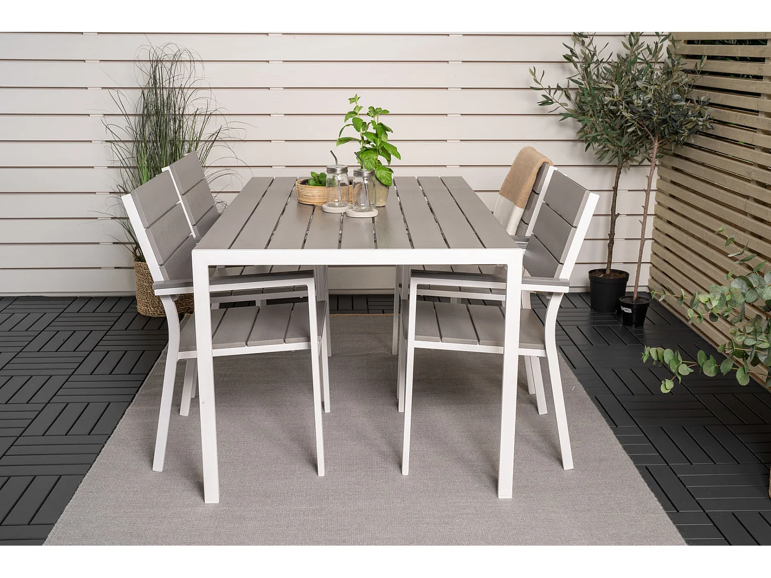 Levels Chaise de jardin empilable, blanc, gris.