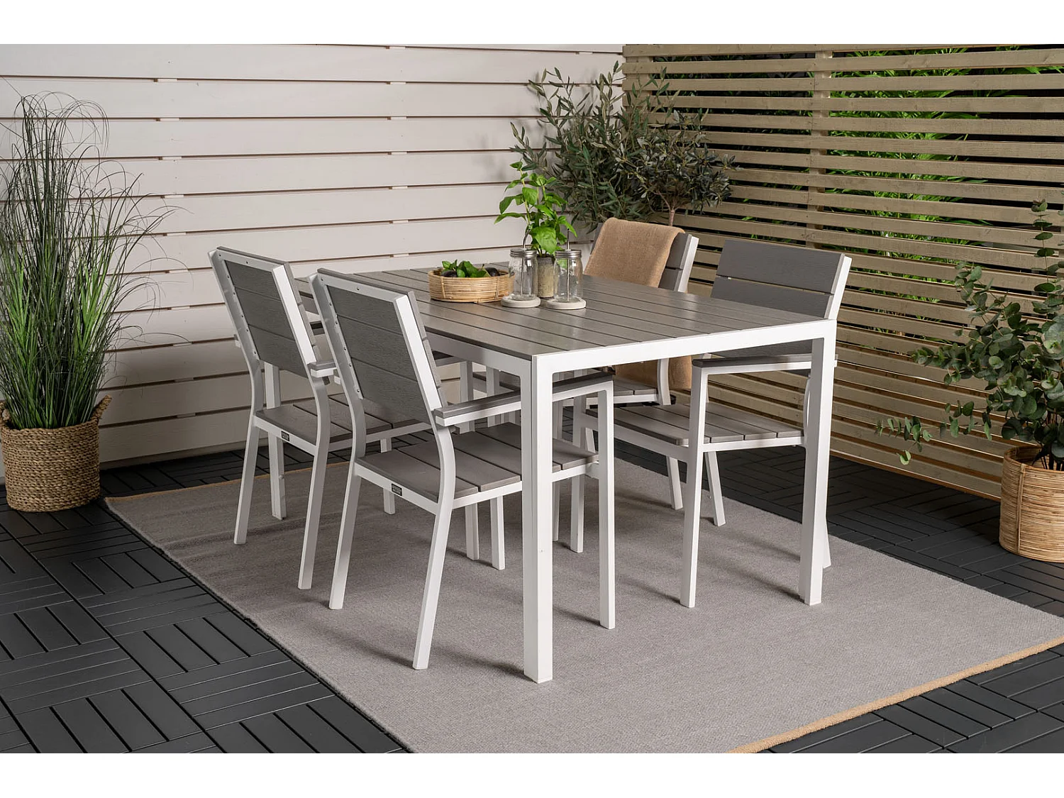 Levels Chaise de jardin empilable, blanc, gris.