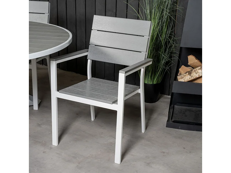 Levels Chaise de jardin empilable, blanc, gris.