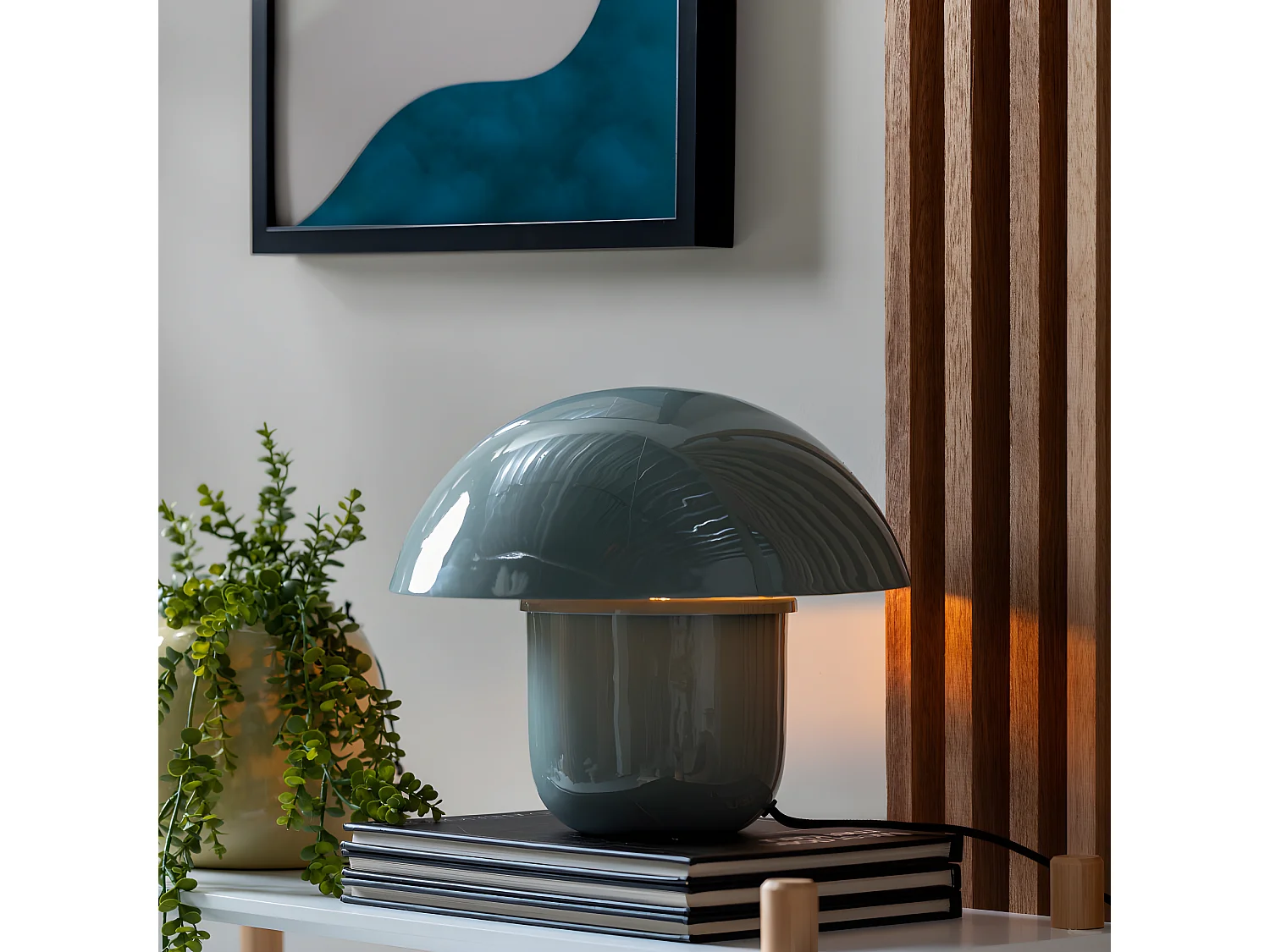 Fat Mushroom - Lampe à poser champignon en métal - Bleu clair