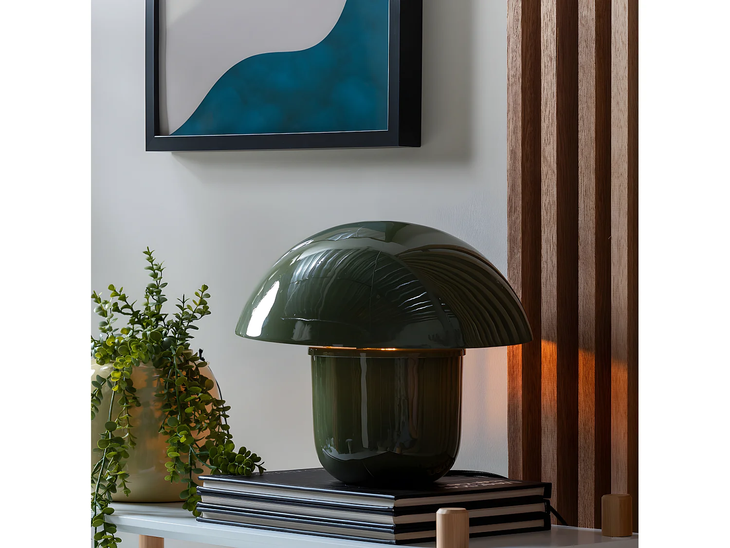 Fat Mushroom - Lampe à poser champignon en métal - Vert kaki