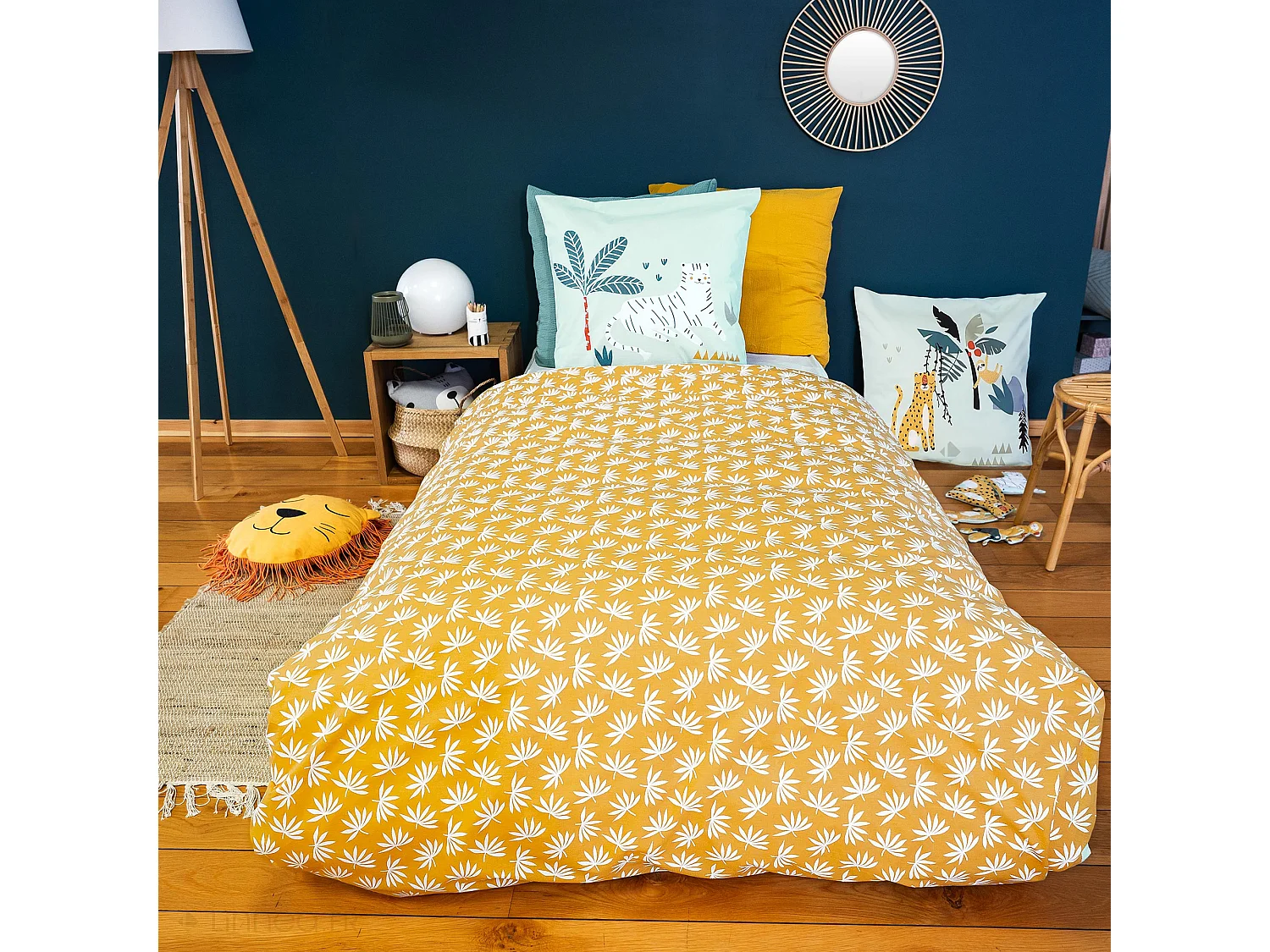 Parure de lit enfant JUNGLE MANIA 140x200 cm microfibre vert