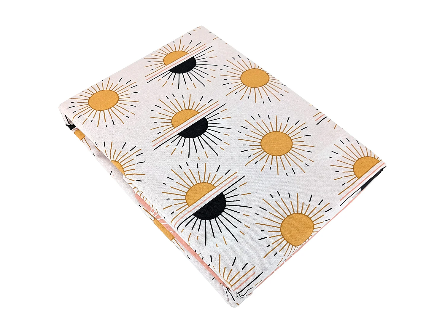 Parure de lit TERRAMEA 140x200 cm pur coton blanc motifs solaires 2 pièces