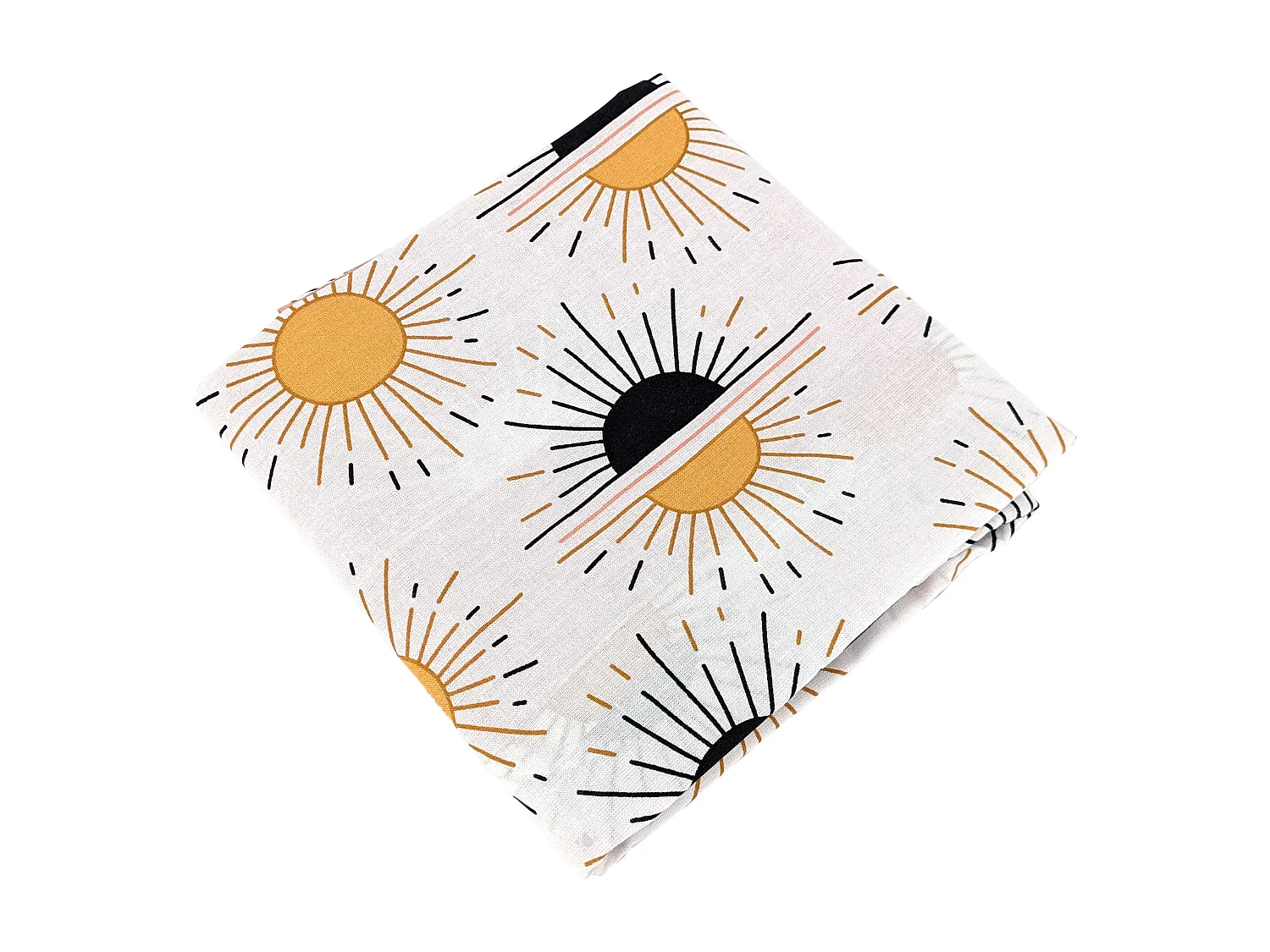 Parure de lit TERRAMEA 140x200 cm pur coton blanc motifs solaires 2 pièces