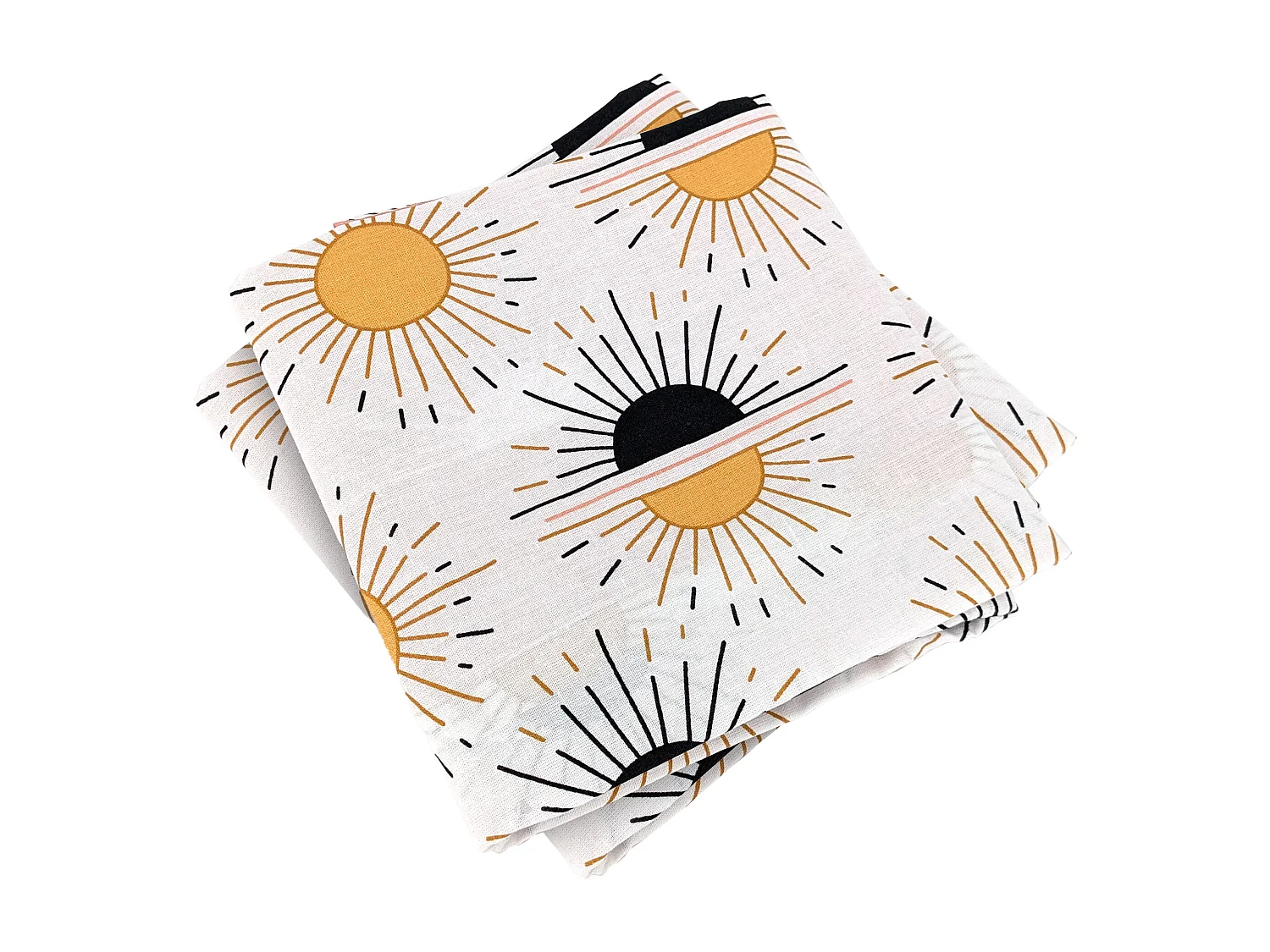 Parure de lit TERRAMEA 260x240 cm pur coton blanc motifs solaires 3 pièces