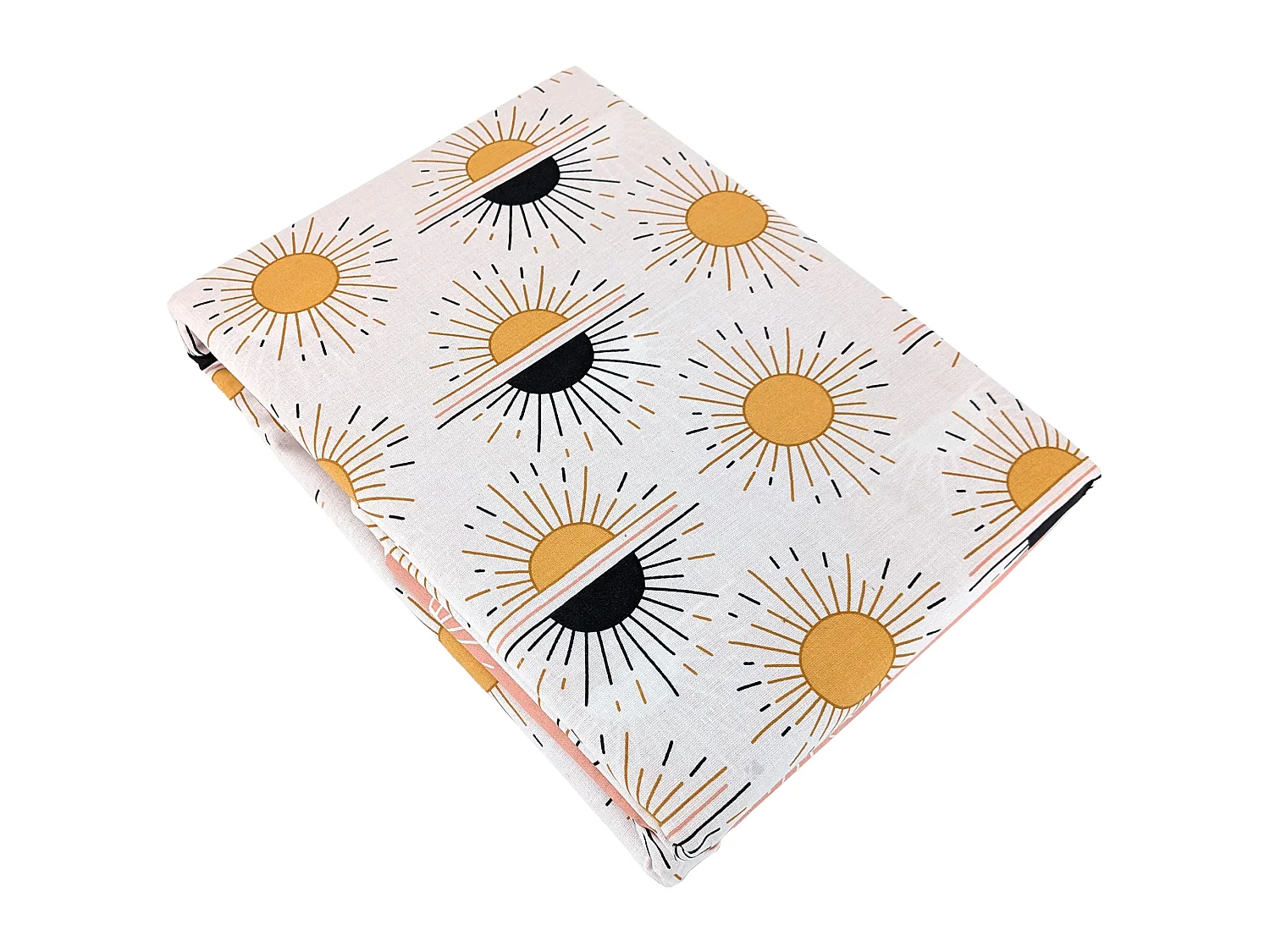 Parure de lit TERRAMEA 260x240 cm pur coton blanc motifs solaires 3 pièces