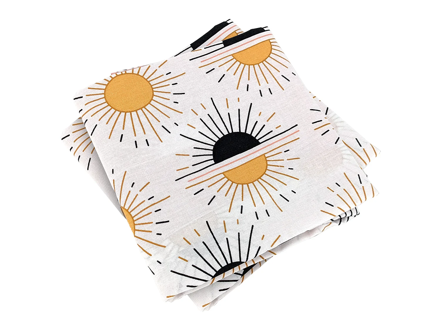 Parure de lit TERRAMEA 260x240 cm pur coton blanc motifs solaires 3 pièces