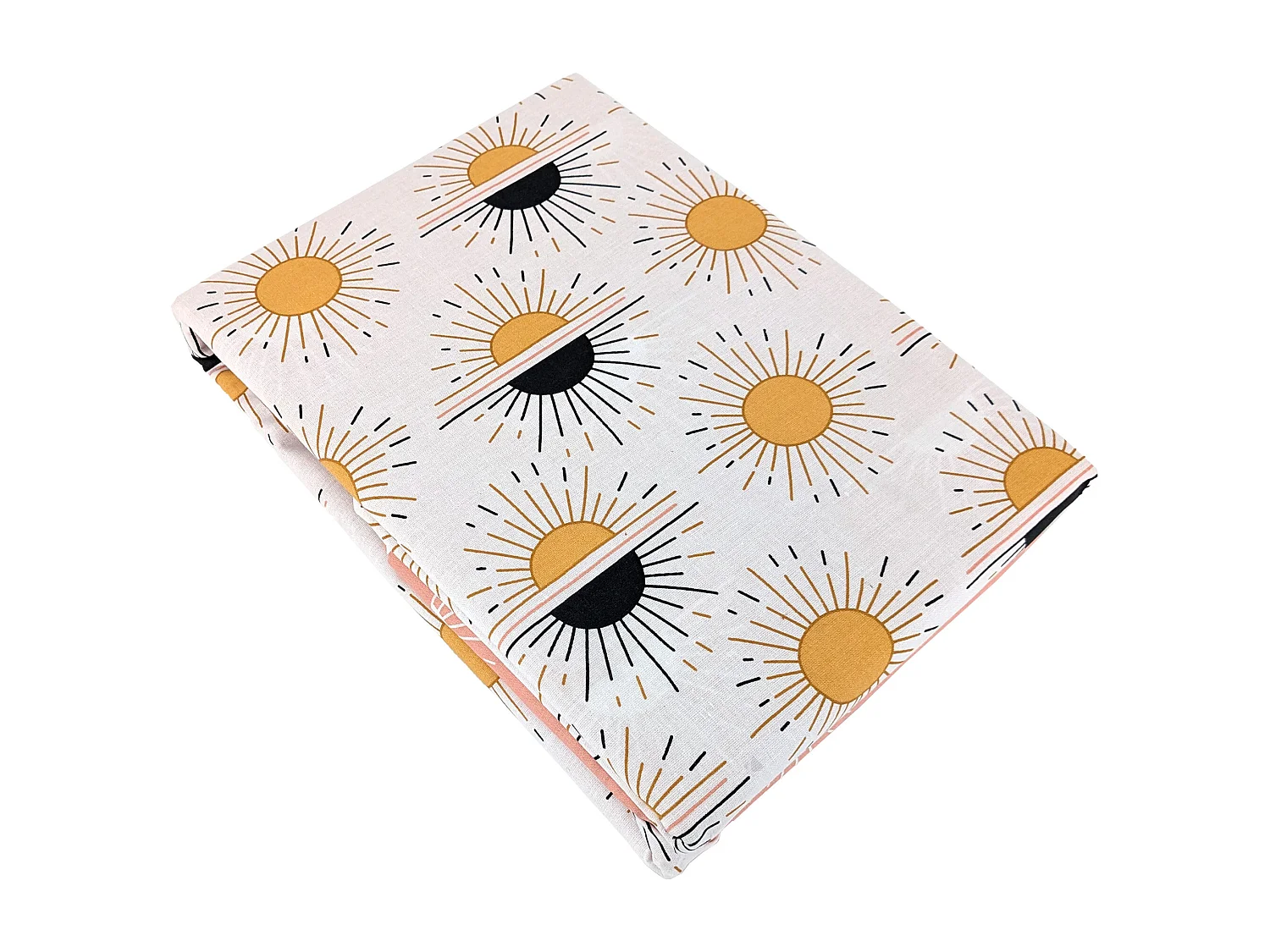 Parure de lit TERRAMEA 240x220 cm pur coton blanc motifs solaires 3 pièces