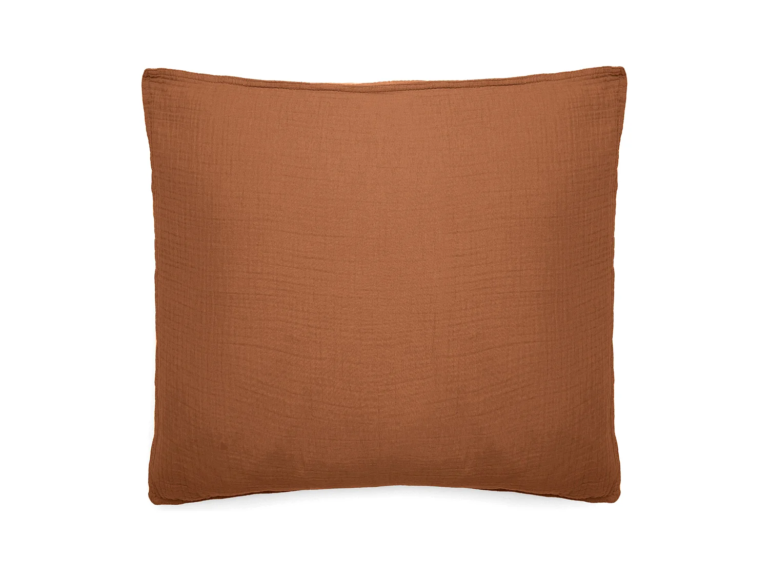 Taie d'oreiller 65x65 cm mousseline de coton MILOS marron terre cuite