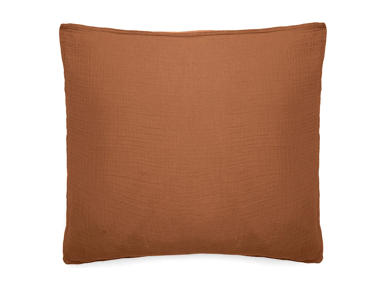Taie d'oreiller 65x65 cm mousseline de coton MILOS marron terre cuite