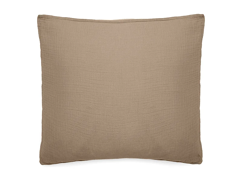 Taie d'oreiller 65x65 cm mousseline de coton MILOS marron camel