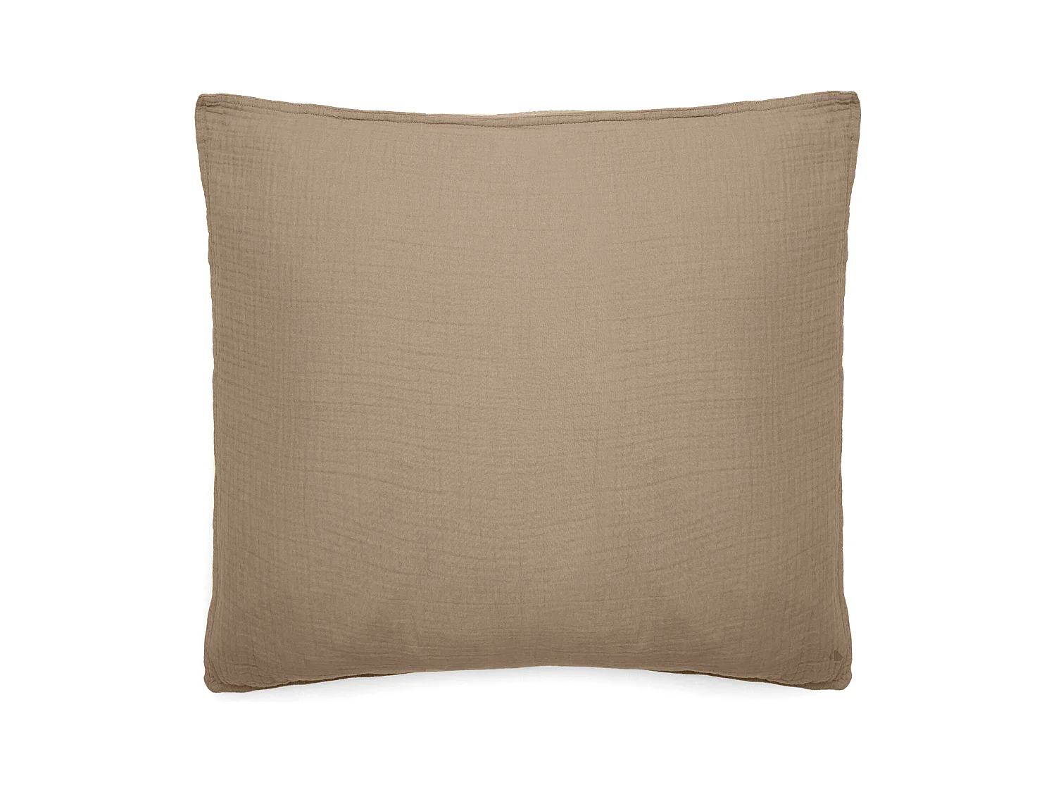 Taie d'oreiller 65x65 cm mousseline de coton MILOS marron camel