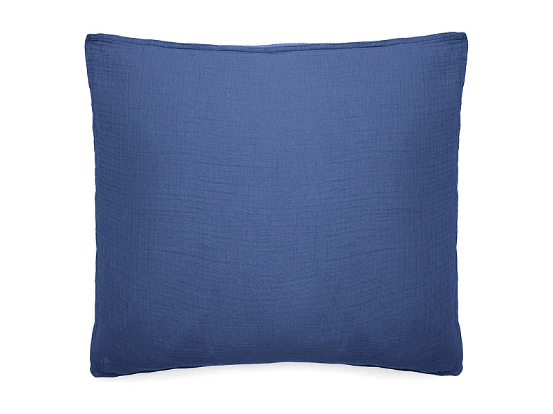 Taie d'oreiller 65x65 cm mousseline de coton MILOS bleu indigo