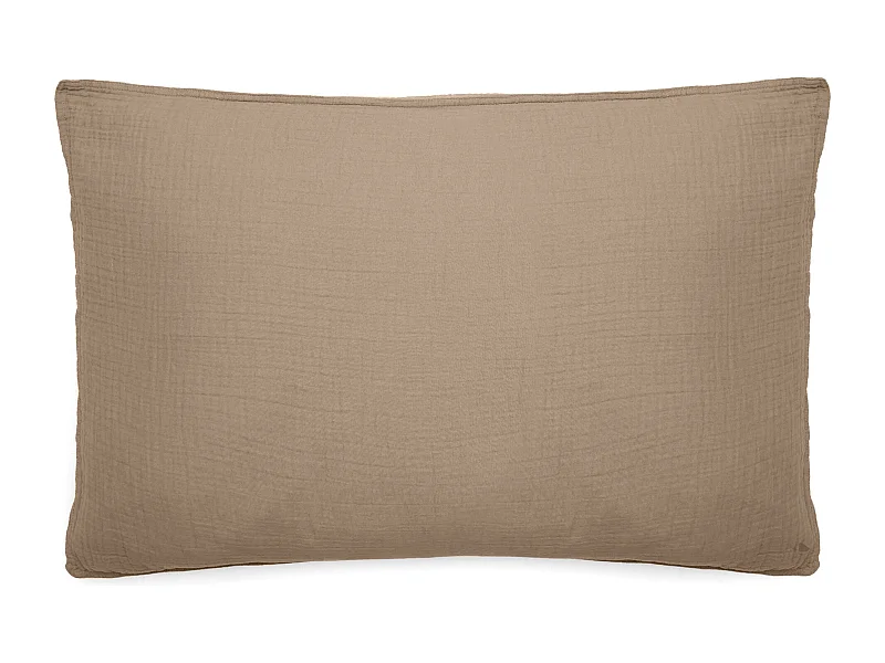 Taie d'oreiller 50x70 cm mousseline de coton MILOS marron camel