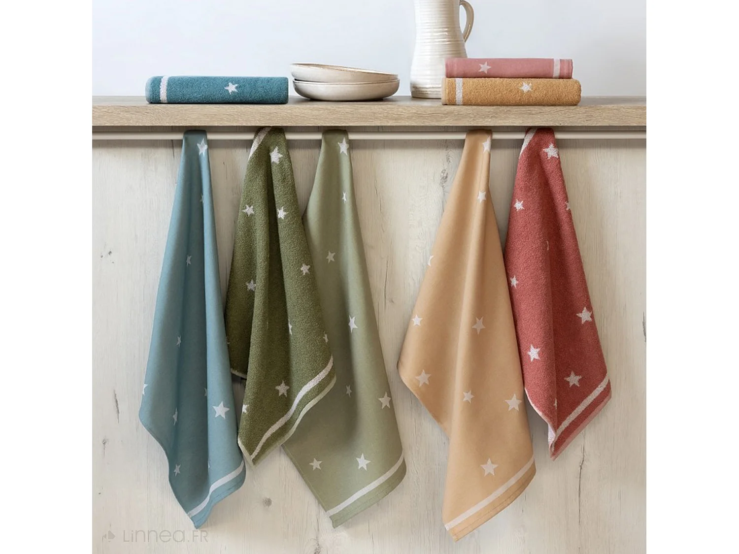 Lot de 2 torchons de cuisine 50x50 cm collection NOVA 100% Coton jaune