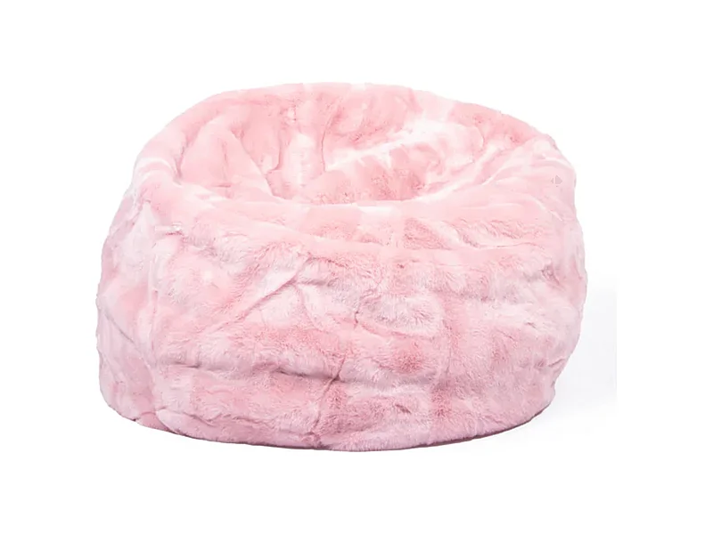 Pouf fausse fourrure et polyester collection SOFT ANIMALS rose avec remplissage